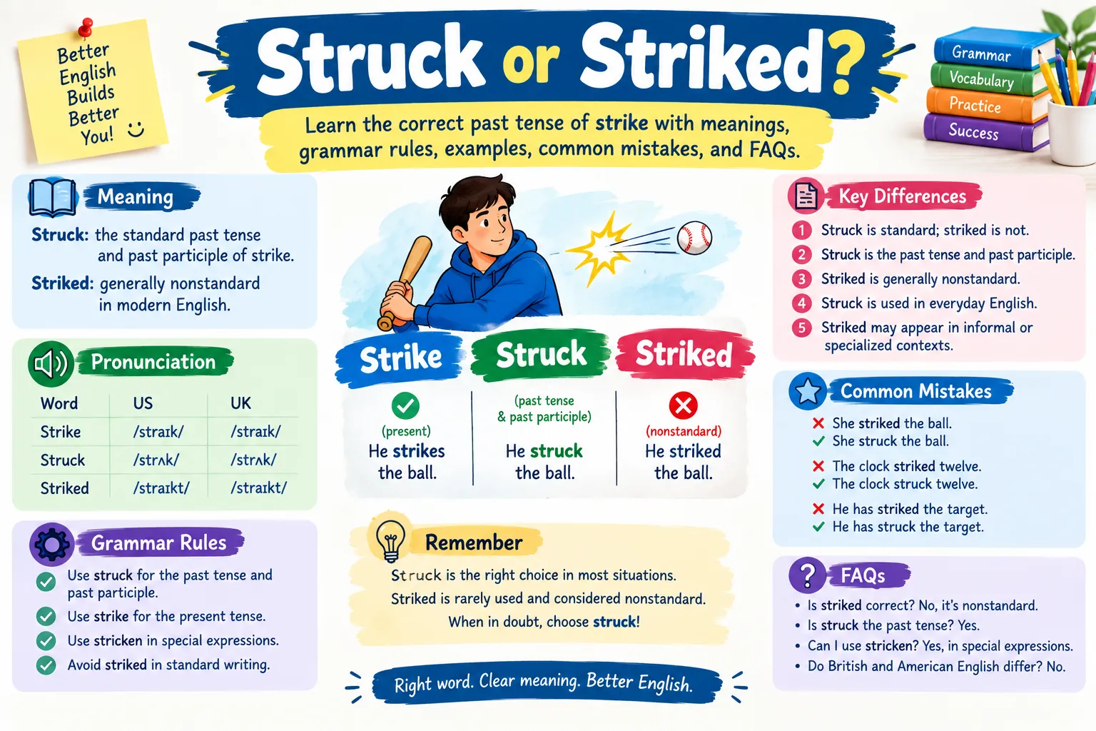 Struck or striked